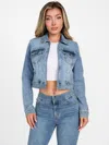 Guess Factory Zulera Crop Rhinestone Denim Jacket