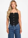 GUESS FACTORY ZULLEY LINEN-BLEND HALTER TOP