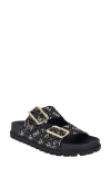 Guess Fasten 2 Sandal In Dark Blue Denim Logo