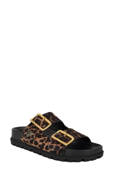 Guess Fasten Sandal In Leopard Suede