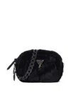 Guess Faux-fur Chain Bag In Black