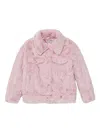 Guess Faux-fur Denim Jacket In Pink