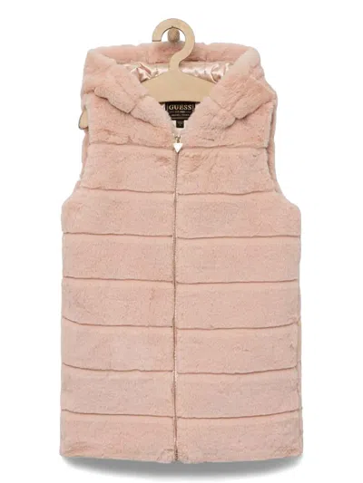 Guess Kids' Faux-fur Gilet In Pink