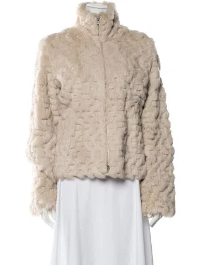 Pre-owned Guess Faux Fur Jacket In Neutrals