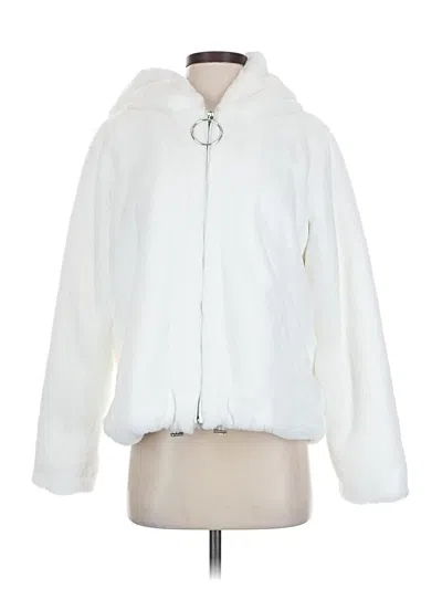 Pre-owned Guess Faux Fur Jacket In White