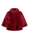 Guess Girls Faux Fur Jacket In Red