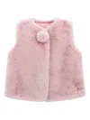 Guess Faux-fur Pom-pom Vest In Pink