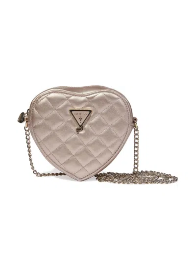 Guess Kids' Faux Leather Heart Bag In Pink