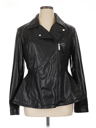 Pre-owned Guess Faux Leather Jacket In Black