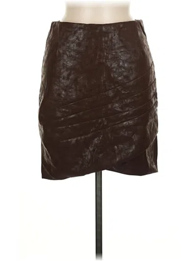 Pre-owned Guess Faux Leather Skirt In Brown