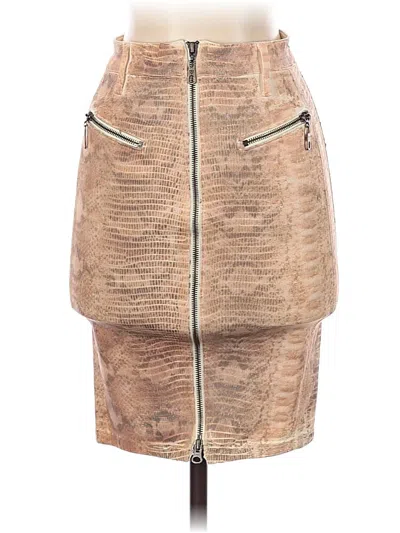 Pre-owned Guess Faux Leather Skirt In Orange