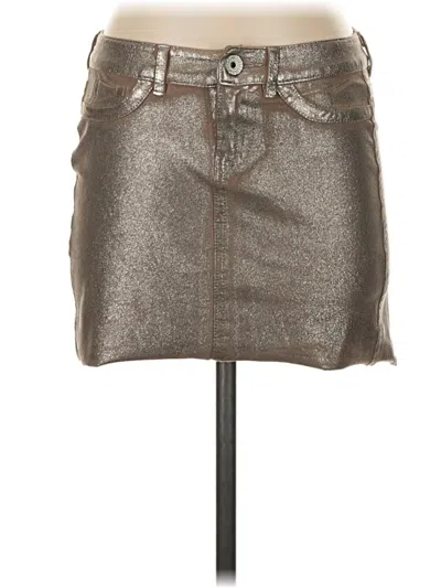 Pre-owned Guess Faux Leather Skirt In Silver