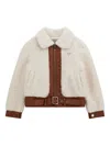 Guess Girls Faux Fur Jacket In Neutral
