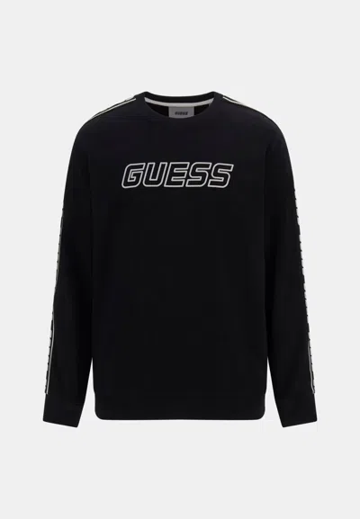 Guess Felpa Front Logo Sweatshirt In Black