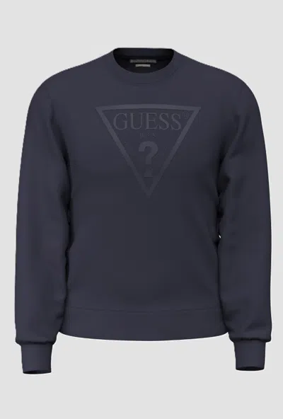 Guess Fleece Sweatshirt Man Navy Blue