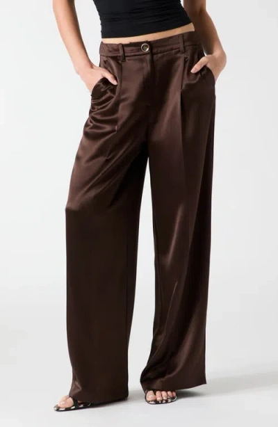 Guess Flora Wide Leg Pants In Brown