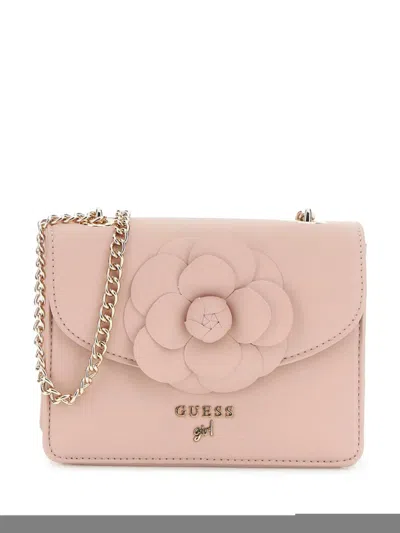 Guess Kids' Floral-appliqué Shoulder Bag In Pink