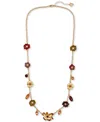 Guess Floral Charm Long Necklace In Gold
