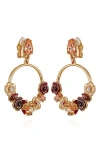 Guess Floral Drop Clip-on Earrings In Gold