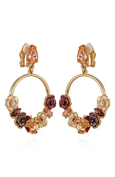 Guess Floral Drop Clip-on Earrings In Gold