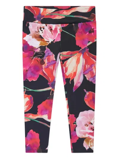 Guess Kids' Floral-print Leggings In Pink