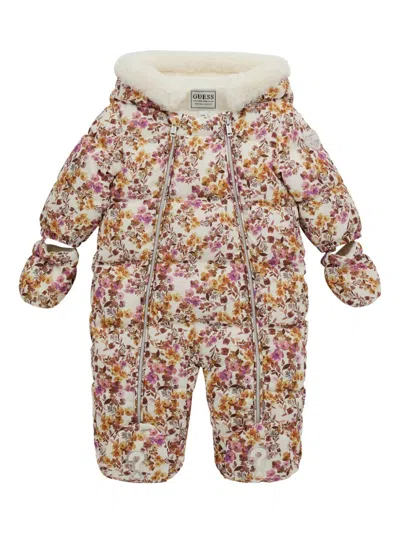 Guess Babies' Floral-print Pajamas In Neutrals
