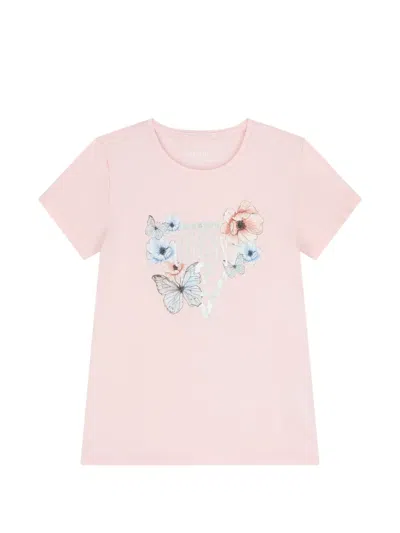 Guess Floral-print T-shirt In Pink