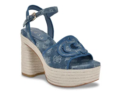 Guess Formaly Platform Sandal In Blue