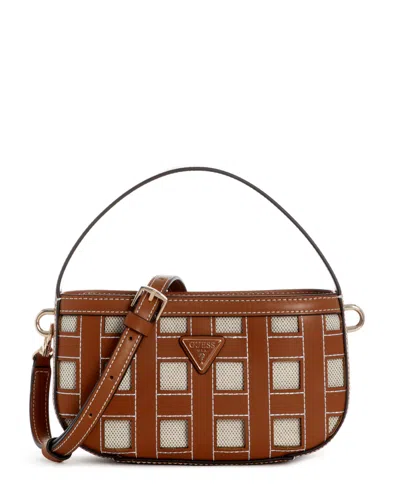 Guess Frankie Small Hobo Handbag In Brown