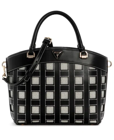 Guess Frankie Small Top Handle Satchel Handbag In Black