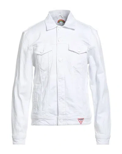 Guess Friendswithyou Man Denim Outerwear White Size L Cotton, Lyocell, Elastane