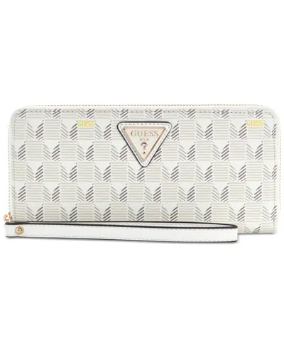 Guess G Wave Large Zip Around Wallet In Stone Logo