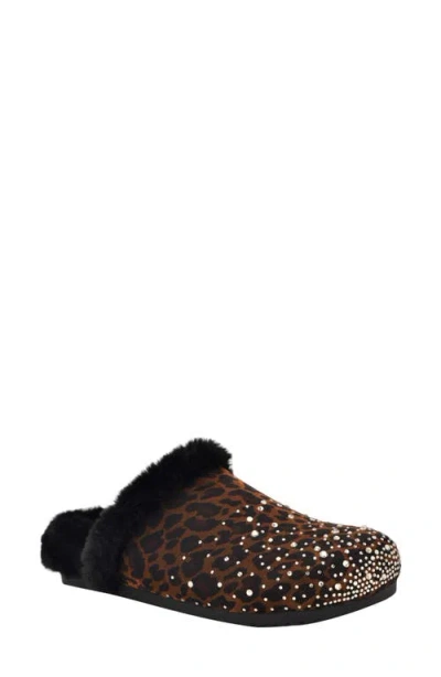 GUESS GUESS GASCONA RHINESTONE & FAUX FUR CLOG