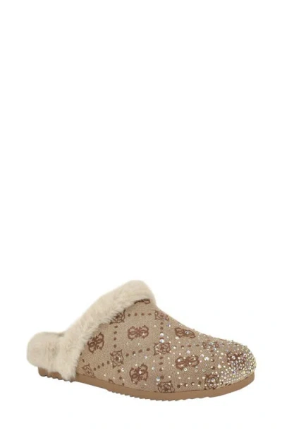 GUESS GUESS GASCONA RHINESTONE & FAUX FUR CLOG