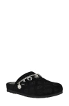 Guess Gavyn Logo Embossed Faux Fur Clog In Black