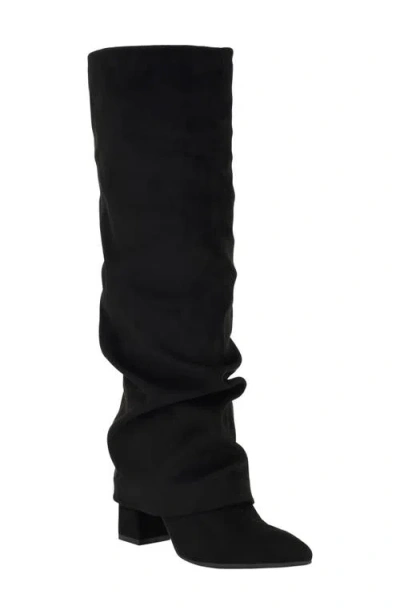 Guess Geima Pointed Toe Slouch Foldover Boot In Black