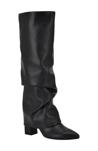 Guess Geima Pointed Toe Slouch Foldover Boot In Black