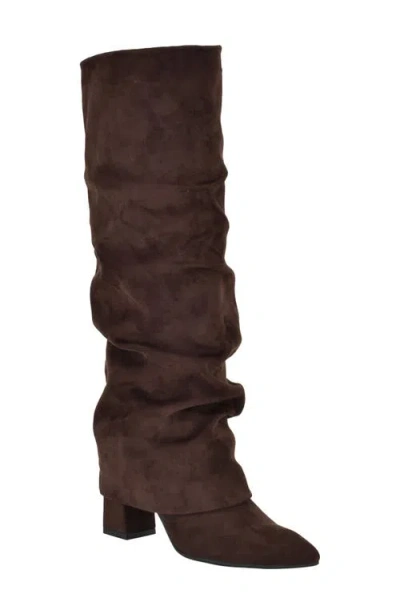 Guess Geima Pointed Toe Slouch Foldover Boot In Brown