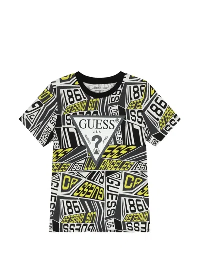 Guess Kids' Geometric-print T-shirt In Multi
