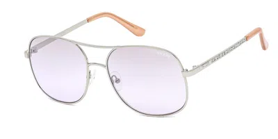 Guess Gf6081 10z Men's Sunglasses Silver Size 59 In Purple