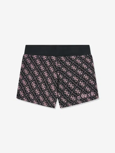 Guess Kids' Logo-print Cotton Shorts In Black