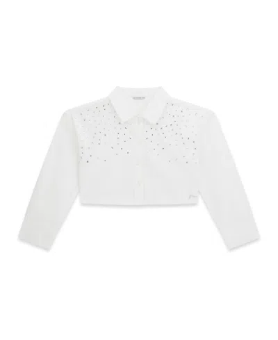 Guess Kids' Girls 7-16 Boxy Poplin Long-sleeve Shirt In White