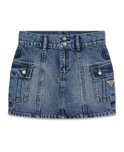 Guess Kids' Girls' 7-16 Cargo Denim Skirt In Blue