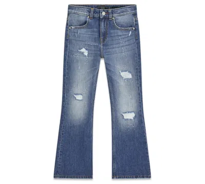 Guess Kids' Girls' 7-16 Comfort Flare Rhinestone Jeans In Gray