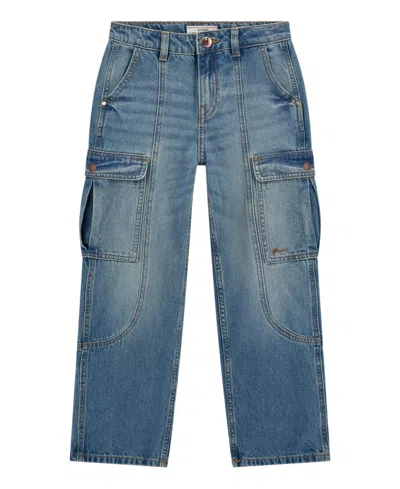 Guess Kids' Girls 7-16 Denim Cargo Pocket Jeans In Blue
