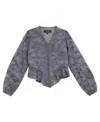 Guess Girls 7-16 Floral Embroidered Long Sleeve Blouse In Gray