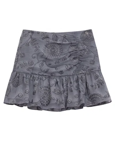 Guess Kids' Girls 7-16 Floral Embroidered Skirt In Gray
