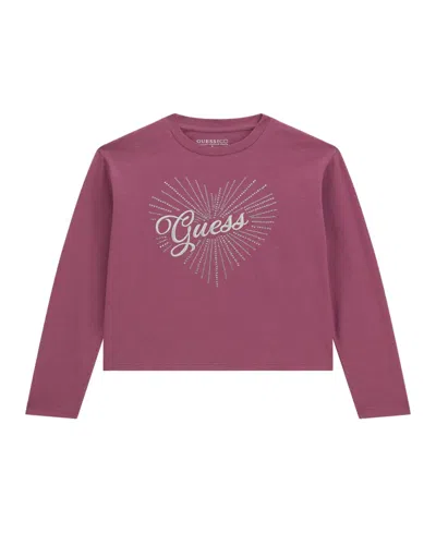 Guess Kids' Girls 7-16 Long Sleeve T-shirt In Pink