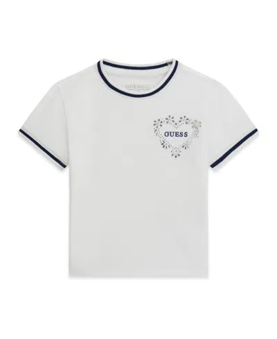 Guess Kids' Girls' 7-16 Midi Length Round Neck Short-sleeve T-shirt In White