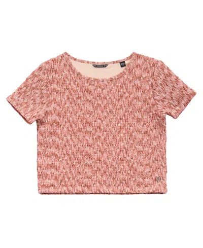 Guess Kids' Girls 7-16 Mini Me Style Pleated Short Sleeve Top In Red
